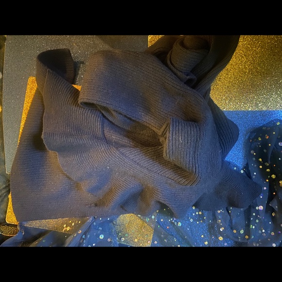 BANANA REPUBLIC Merino WOOL CASHMERE NAVY RUFFLE Scarf RARE LUX GORG COZY - Picture 3 of 7